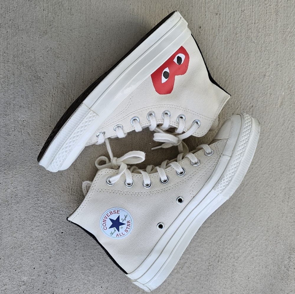 Comme des Garcons PLAY Cream Red Sneakers - Picture 16 of 16